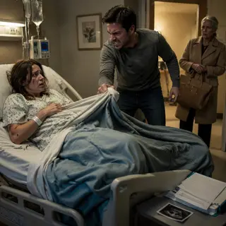 Julian grabbed the edge of my hospital blanket and ripped it away.