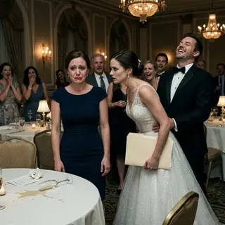"You actually came?" my ex smirked, slipping an arm around his stunning bride. "Meet the woman you could never compete with." The guests laughed while he enjoyed humiliating me. I forced a smile—until the bride leaned toward me and whispered, "Don't leave yet. By the time this wedding ends, he'll lose every dollar he owns... because I'm not here for love." I had no idea the real nightmare was only beginning.
