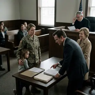 “Combat made her dangerous,” my husband told the judge, demanding our daughter and my $3.2 million estate while his mother smirked at my uniform. I stayed silent as they displayed forged messages and called me broken. Then the judge opened my sealed military file, read one classified page, and asked Garrett a question that drained the color from his face.