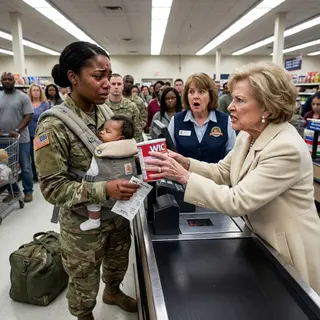 “Wasn’t $200,000 a month enough for you?” my grandmother shouted, ripping the WIC formula from my hand as my baby slept against my Army uniform. The cashier froze. My wrist bled beneath her diamond ring. Then I told her I had $43—and had never received a cent. Her face collapsed. By Friday, my parents would be begging outside a boardroom.