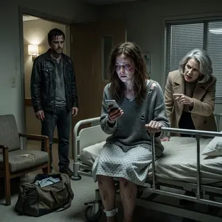 I woke up in a hospital bed after my mother-in-law beat me so badly I could barely breathe. Then my phone buzzed with a message from my husband: “You deserved it.” I didn’t reply. I simply disappeared before sunrise. The next morning, they rushed to my empty hospital room—only to receive a frantic call from our building manager. When they unlocked the front door, every ounce of confidence vanished from their faces.