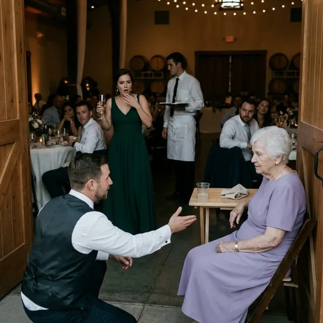 She Was Seated Behind the Kitchen Doors at Her Own Vineyard — What This 82-Year-Old Grandmother Did Next Left the Entire Wedding in Tears