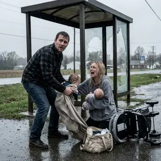 The rain was pounding when my sister called, sobbing, “They threw us out… the babies are freezing.” I drove three hours through the storm, rage burning in my chest. When I finally found her, she was clutching both twins beneath a broken bus shelter. Then one baby suddenly stopped crying. “No… please breathe!” she screamed. I grabbed the child—and noticed something terrifying hidden beneath the blanket. What I discovered next changed our family forever…