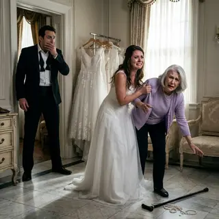 THE GROOM WALKED IN WHILE HIS BRIDE HAD HER HANDS ON HIS MOTHER**