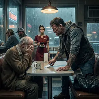 The Old Man Sat Alone at Midnight—Then a Biker Pulled Out the Chair Across from Him