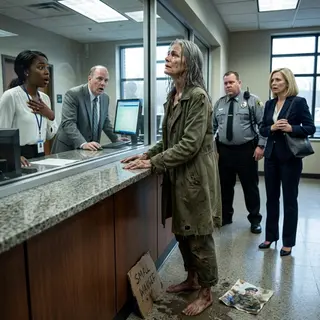 I walked into the bank barefoot, my coat torn, my hair still wet from sleeping under a bridge. The teller looked me up and down and whispered, “Ma’am, are you sure this is your account?” I nodded. “Check it.” Seconds later, her face went pale. The manager rushed over, staring at the screen. The entire lobby fell silent when he gasped, “There’s… $87 million in here.” But the real shock was who had put it there.