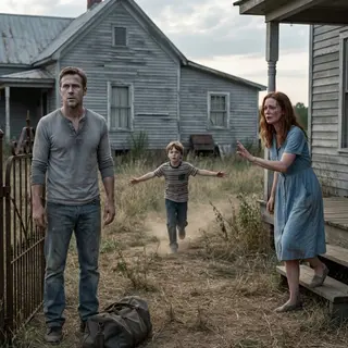 After ten years of running from the past, I came back to sell the old house and bury the last piece of my pain. But the moment I pushed open the rusted gate, my blood froze. My wife—dead for nine years—was sitting in the yard, holding a little boy with my eyes. She looked up and whispered, “Don’t scream… he doesn’t know you’re his father.” And then the child ran toward me.