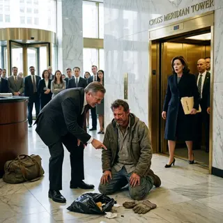 When the facilities director kicked away my gloves and ordered, “Pick up the garbage with your bare hands,” the entire marble lobby stopped to watch. He thought I was only a desperate single father begging for janitorial work. Then the billionaire CEO stepped out of the elevator with federal agents and said, “Daniel Mercer, please tell everyone who really built this company’s security system.” That was when his smile disappeared—but my biggest secret was still inside the folder.