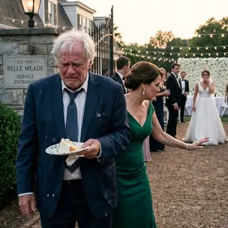 They Sent the Bride's Grandfather to Eat by the Service Door — Then the Estate Manager Said His Name Out Loud