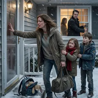 On Christmas Eve, my ex-husband threw me and my children into the snow with nothing but two backpacks. "You're broke, homeless, and forgotten," he laughed as he locked the door, but everything changed when the banker suddenly turned pale, grabbed my trembling hand, and shouted, "Ma'am, don't leave—this account changes everything!" I thought I had lost my family… until I discovered the secret my mother had protected for decades.