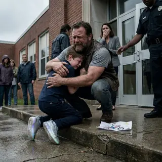 The Biker Father Was Barred From Entering His Son’s School Because of His Leather Vest, Until the Boy Ran Through the Crowd and Hugged Him in Front of Everyone