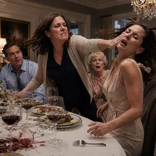 "My sister-in-law slapped me across the face because I served myself one bite before her. 'Know your place,' she spat, while my husband silently looked away. I set down my fork, stood up, and slapped her back even harder. The room froze. They thought I'd finally lost control. They had no idea that was only the first move in destroying everything they valued."