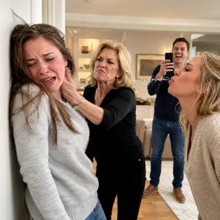 My mother slapped me so hard I slammed into the wall. My sister-in-law spat at me, and my brother-in-law laughed and called me a gold digger, thinking my husband was away on duty. But when the door opened and he walked into the room, his next words left them speechless with horror.