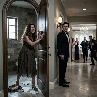 When Claire Bellacourt arrived at her sister-in-law’s extravagant vineyard wedding thirty-four weeks pregnant, she expected to quietly confirm the financial evidence that could destroy one of California’s most respected families, but instead she was mocked, locked inside a bathroom while in active labor, and abandoned by the husband who chose his family’s reputation over the lives of his wife and unborn daughter; by the time paramedics broke through the door, state investigators were already storming the ballroom, millions of dollars in fraud were being exposed, and the wedding guests were about to witness how quickly wealth, power, and a famous name could collapse when one terrified woman finally refused to remain silent.