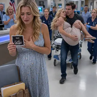 “Save my wife!” my husband screamed, carrying his pregnant mistress through the ER—while my six-week ultrasound trembled in my hand. Nurses rushed past me. Strangers praised his devotion. I stood there invisible, with our baby’s first picture folded against my chest, listening to him beg for another woman’s life. Then I went home alone and opened a folder: Evidence.
