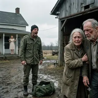 After two years overseas, I came home expecting my wife’s embrace—but found my elderly parents sleeping in the chicken coop, bruised, hungry, and terrified. “Son,” my mother whispered, “she said this house belonged to her now.” My wife stepped onto the porch, smiling. “They’re useless. I did you a favor.” I removed my dog tags, stared at the security camera above the barn, and said, “No, Claire… you just gave me everything I need.”