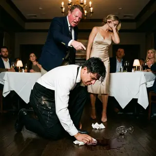 A Boy Was Made to Kneel and Clean Up Wine in My Restaurant. He Had No Idea Who Was Watching From Table Six.