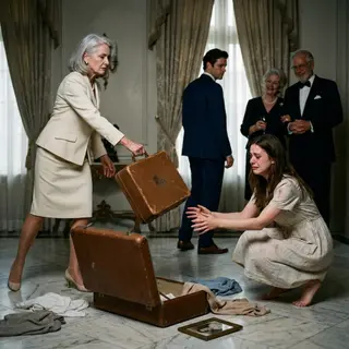 "You're nothing but a poor country girl who got lucky," my mother-in-law sneered, throwing my worn suitcase onto the marble floor. My husband looked away as his family laughed. I wiped away my tears and whispered, "One day, you'll regret treating me like this." They thought they had broken me forever—but none of them knew the secret hidden behind the arranged marriage... or the truth that would destroy their perfect family.