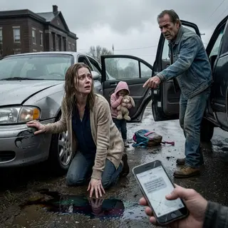“You should’ve checked your brakes first,” my sister texted while my six-year-old daughter trembled in the back seat, still clutching her stuffed rabbit. Brake fluid spread beneath my wrecked car. Then my mother’s message flashed: “You’ll never leave us alive.” I was due in custody court in minutes—and they forgot one stranger had seen everything from the roadside too.