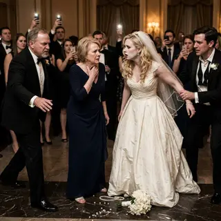 At my son’s million-dollar wedding, I heard my new daughter-in-law whisper, “That old woman is a nobody,” right before she ripped the pearls from my wife’s neck and threw them across the floor. My wife stood there shaking, humiliated in front of everyone. Then every guest’s phone lit up with one article—and when they realized who my wife really was, the bride’s face went white.