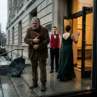 They Told Him to Go Home in the Rain — He Was the Anonymous Donor Whose Wife's Name Was on the Building