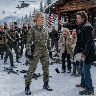 “Take her out,” my brother-in-law screamed as twelve armed men stormed my cabin. Their rifles rose—then every weapon crashed into the snow when the leader saw the colonel’s insignia above my heart. My mother’s phone slipped from her hand. My sister went pale. Julian kept shouting, unaware the helicopters were already coming—and his empire was about to burn.